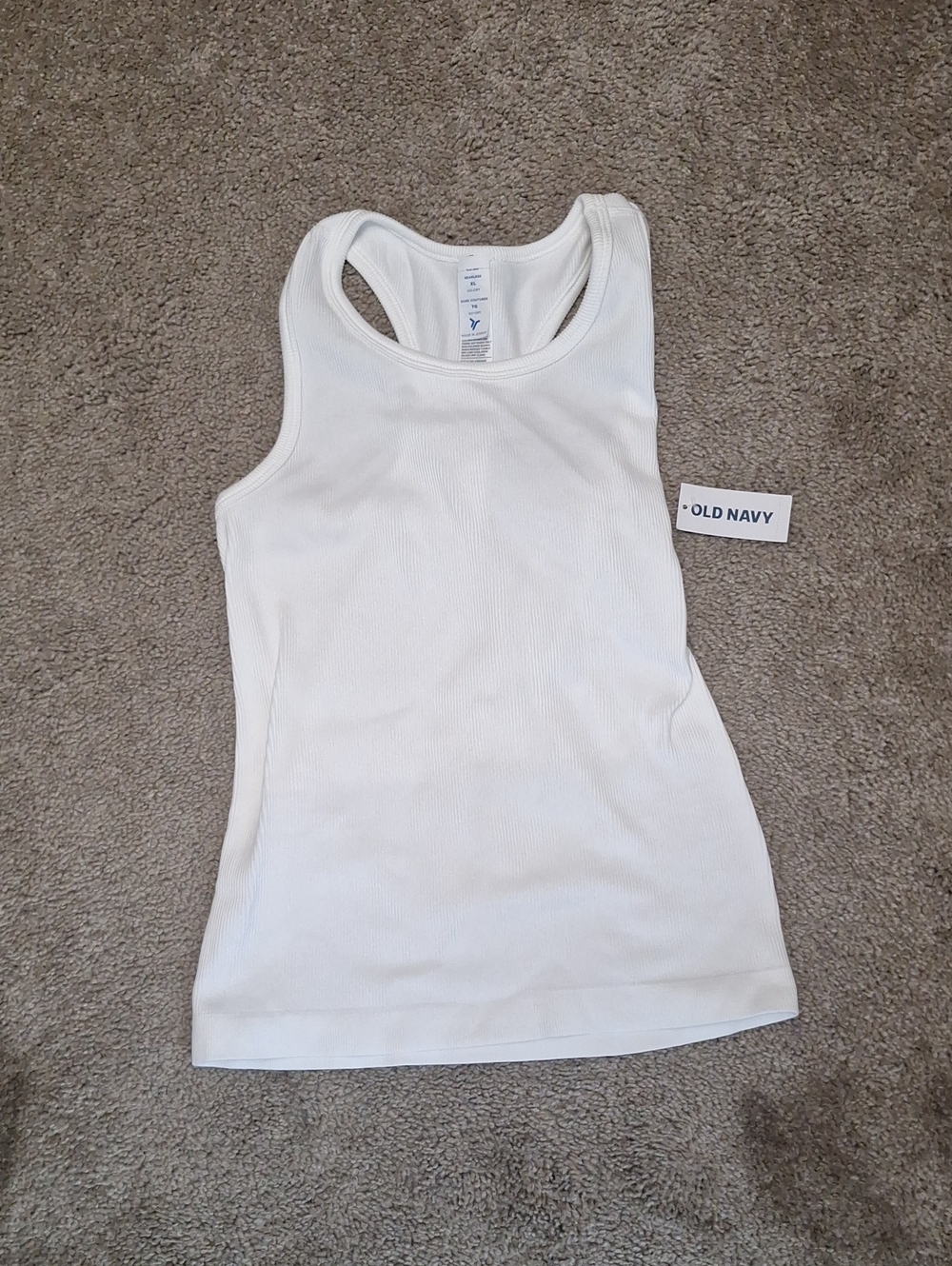 Old Navy Women's White Ribbed Racerback Tank With Tag. Brand New Never Worn.